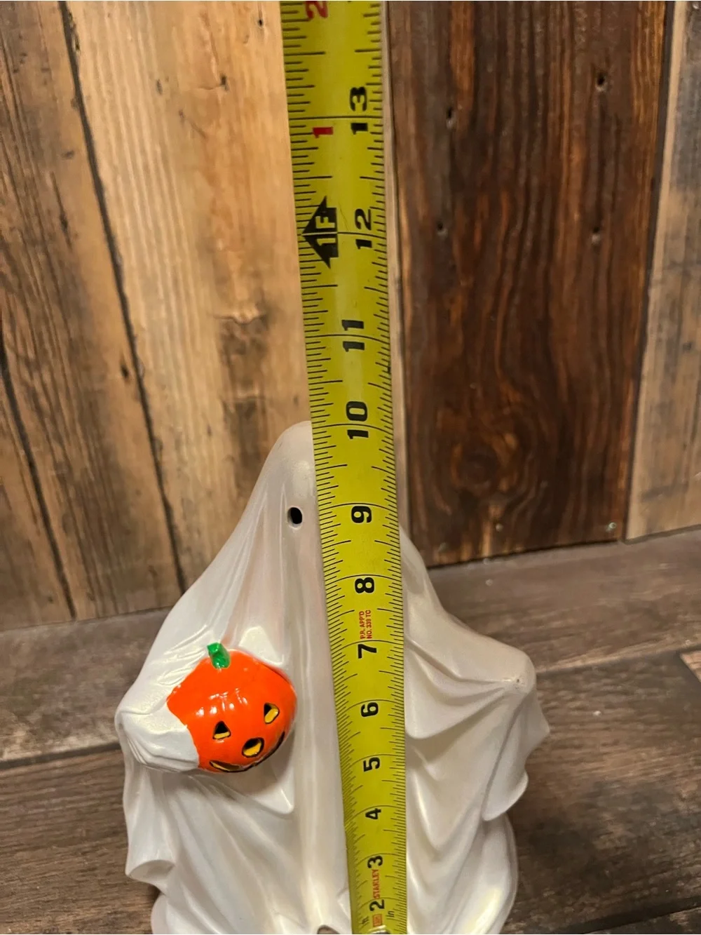Ghost with Pumpkin Halloween Figurine - White